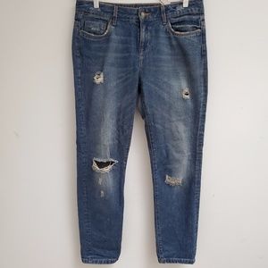 Zara Z1975 Boyfriend Fit Distressed Jeans